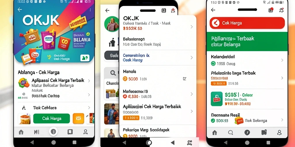 Tampilan antarmuka aplikasi OKJK saat mencari harga produk.