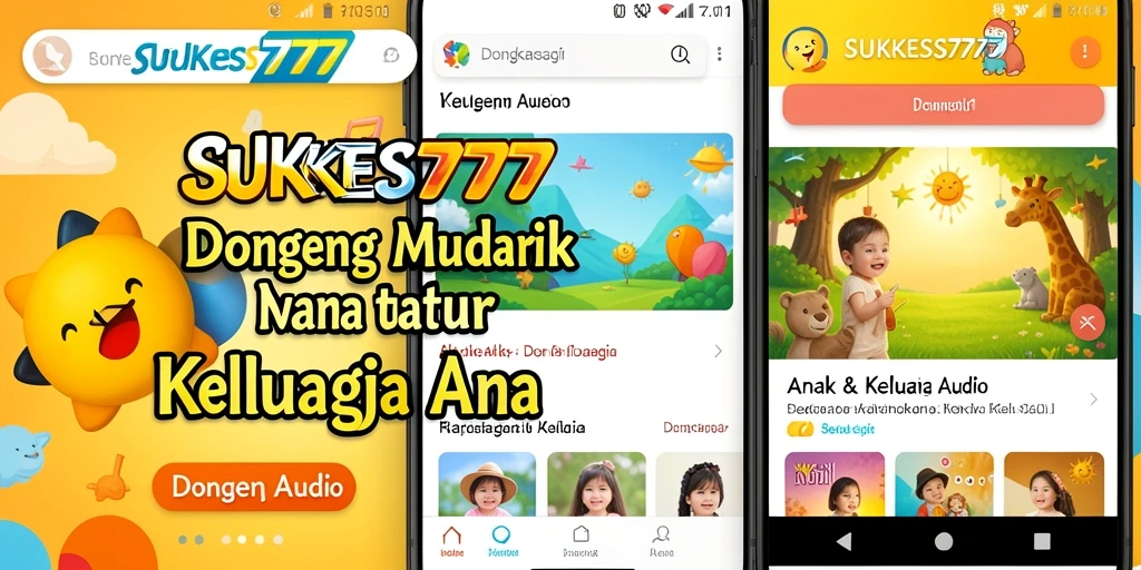 Screenshot antarmuka aplikasi SUKSES777 dengan fitur dongeng audio yang menarik.