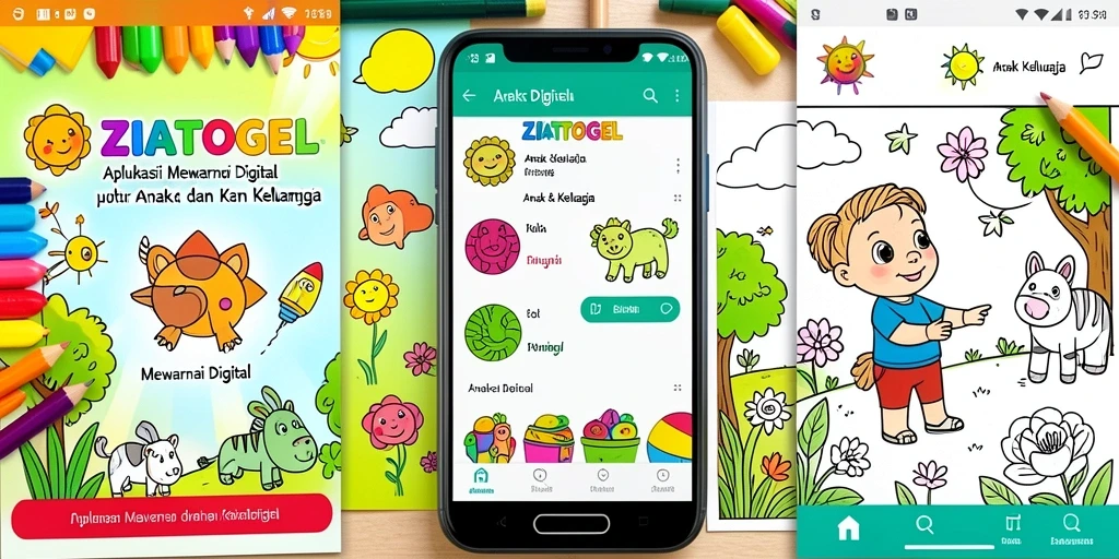 Tampilan antarmuka ZIATOGEL saat mewarnai digital.